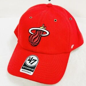 '47 Brand Miami Heat Wooly Clean Up Hat Cap Adjustable Strapback Red NBA